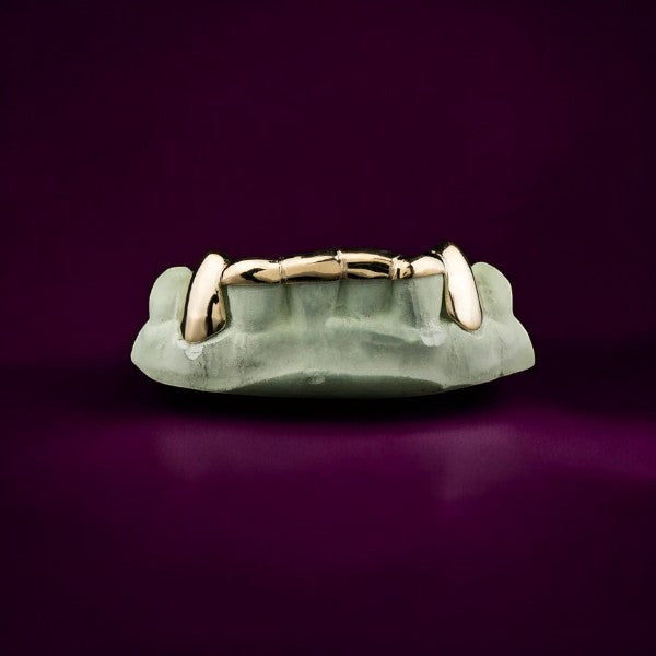 Solid Gold 6 Teeth with Connecting Bridge Grillz Bar