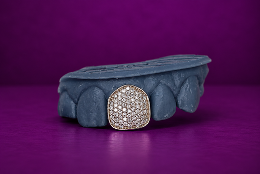 SIGNATURE PAVÉ GRILLZ — Single Tooth Iced Out | 925 Sterling Silver & 14K Gold