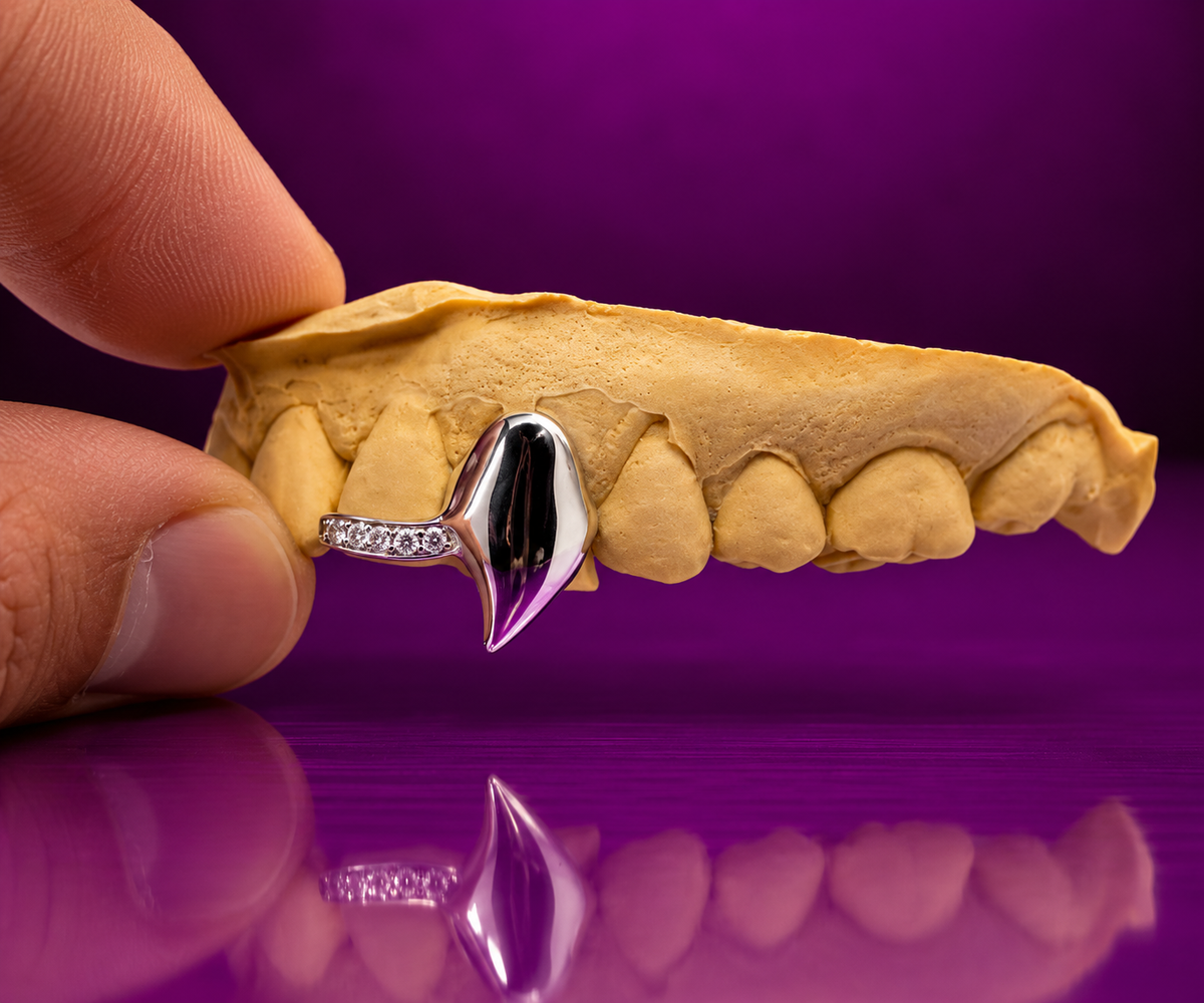 Fangs & Iced Side Bars Grillz – 925 Sterling Silver
