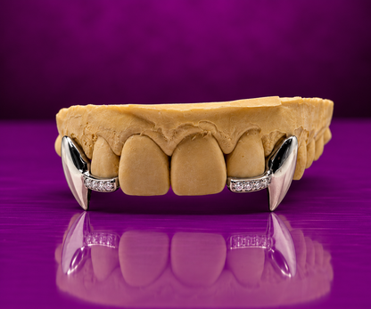 Fangs & Iced Side Bars Grillz – 925 Sterling Silver