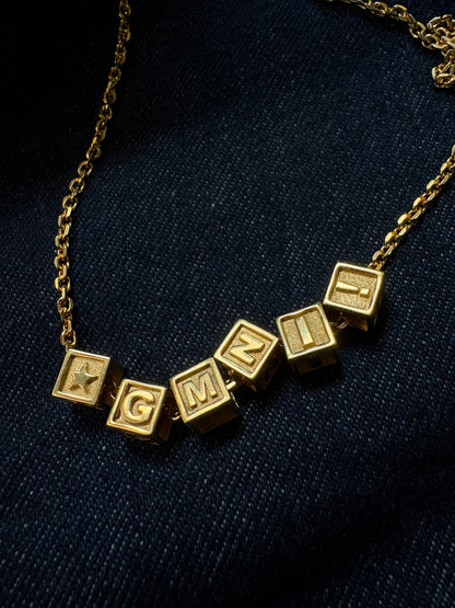 GEMINI Cube Charms Necklace – 9K Solid Gold