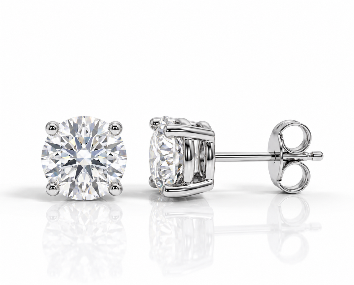 GEMINI Fine Studs – 1CT Moissanite & Lab-Grown Diamond Earrings | Silver & Gold